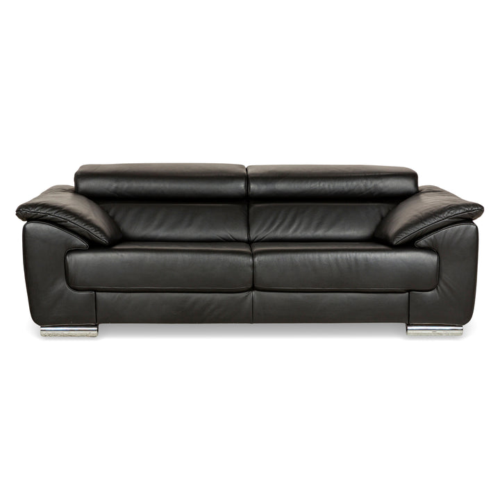 Ewald Schillig Brand Blues Leather Two-Seater Black Sofa Couch