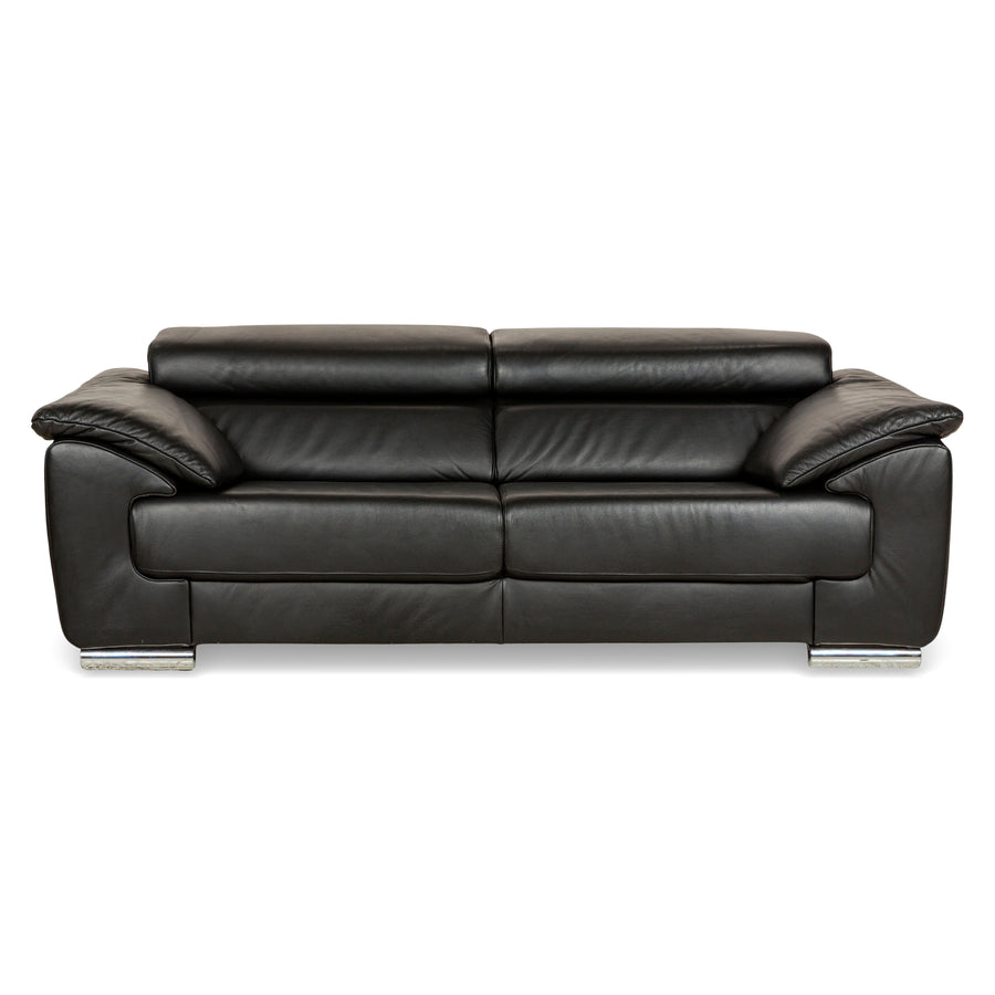 Ewald Schillig Brand Blues Leather Two-Seater Black Sofa Couch