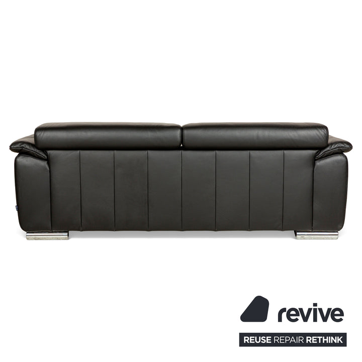 Ewald Schillig Brand Blues Leather Two-Seater Black Sofa Couch