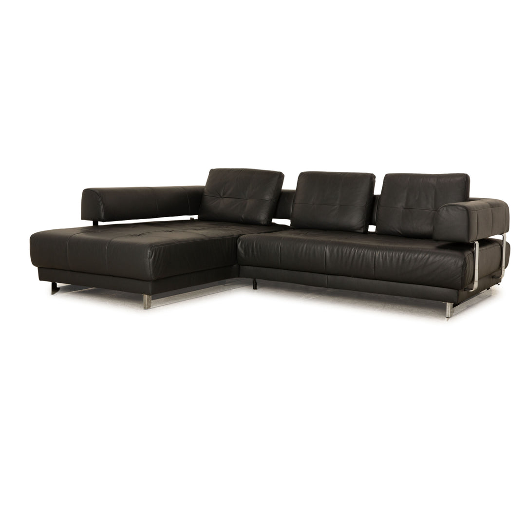 Ewald Schillig Brand Daria Leather Corner Sofa Dark Grey Recamiere Right Sofa Couch manual function
