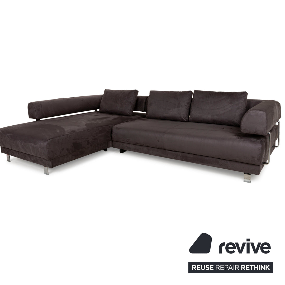 Ewald Schillig Brand Face Fabric Corner Sofa Grey Left Chaise Lounge Manual Function New Upholstery