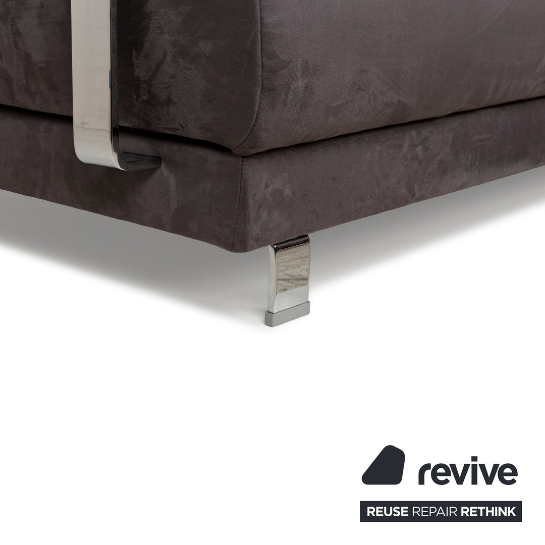 Canapé d'angle Ewald Schillig Brand Face en tissu Alcantara gris avec méridienne droite, fonction manuelle, réfection de revêtement