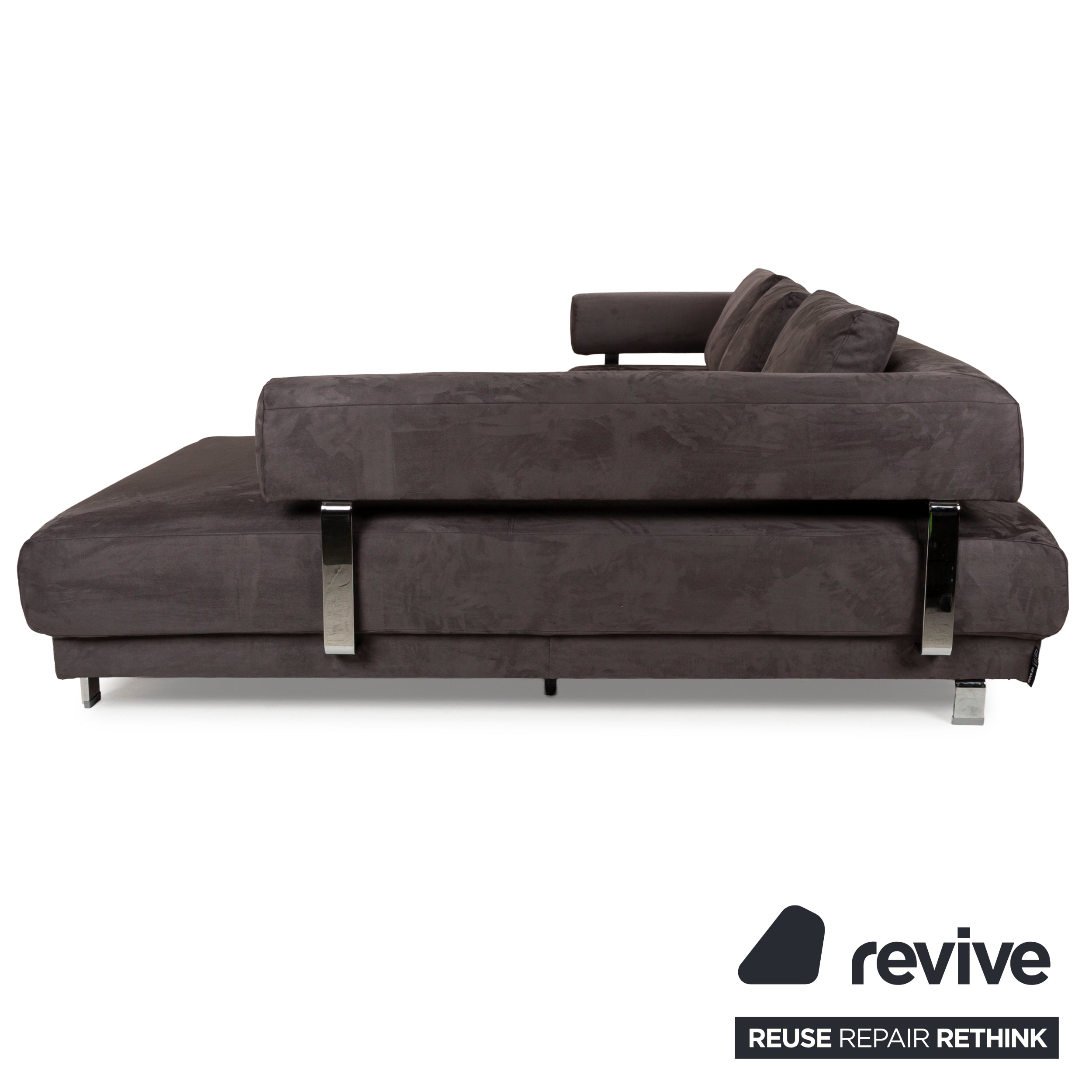 Ewald Schillig Brand Face Canapé d'angle en tissu gris avec récamière à droite, canapé, fonction manuelle, nouveau revêtement