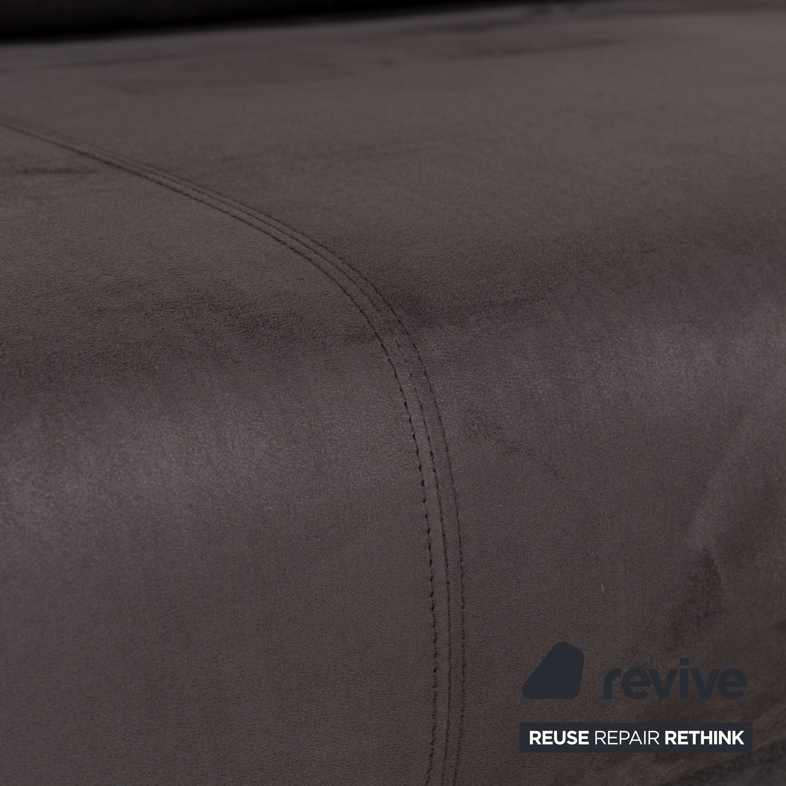 Canapé d'angle Ewald Schillig Brand Face en tissu Alcantara gris avec méridienne droite, fonction manuelle, réfection de revêtement