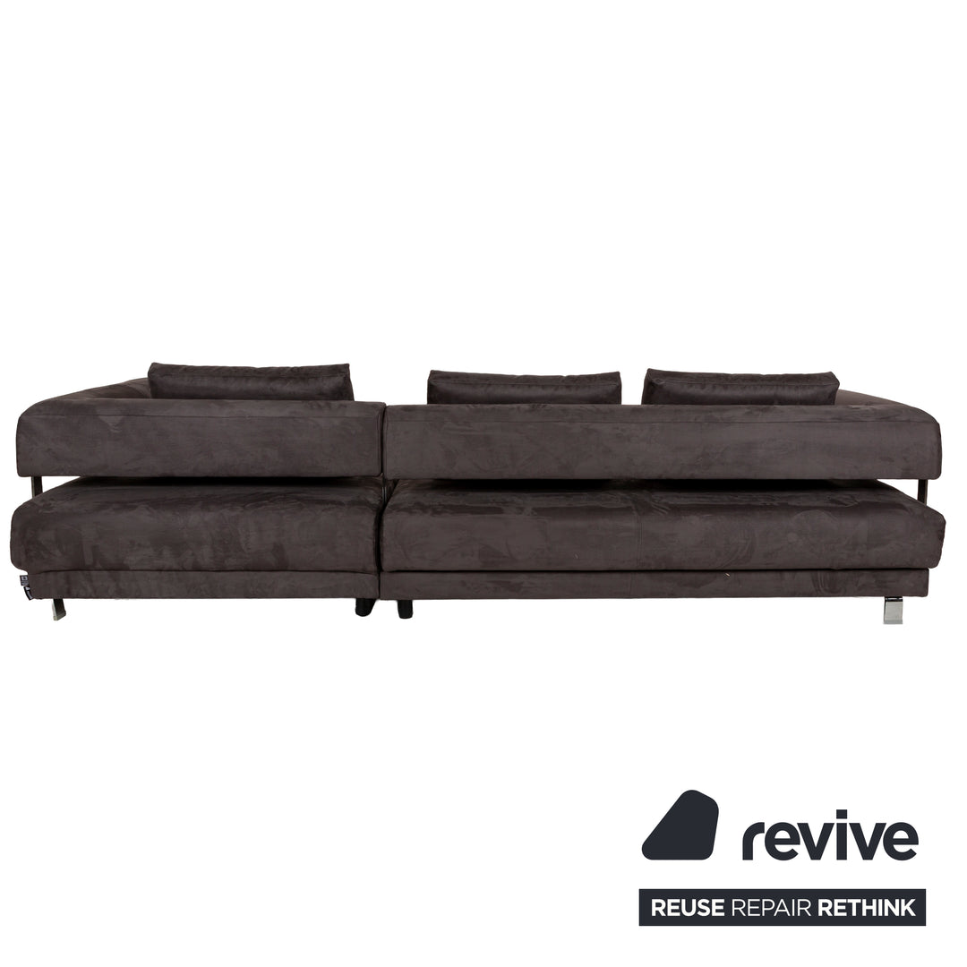 Ewald Schillig Brand Face Alcantara Stoff Ecksofa Grau Recamiere Rechts Sofa Couch manuelle Funktion Neubezug