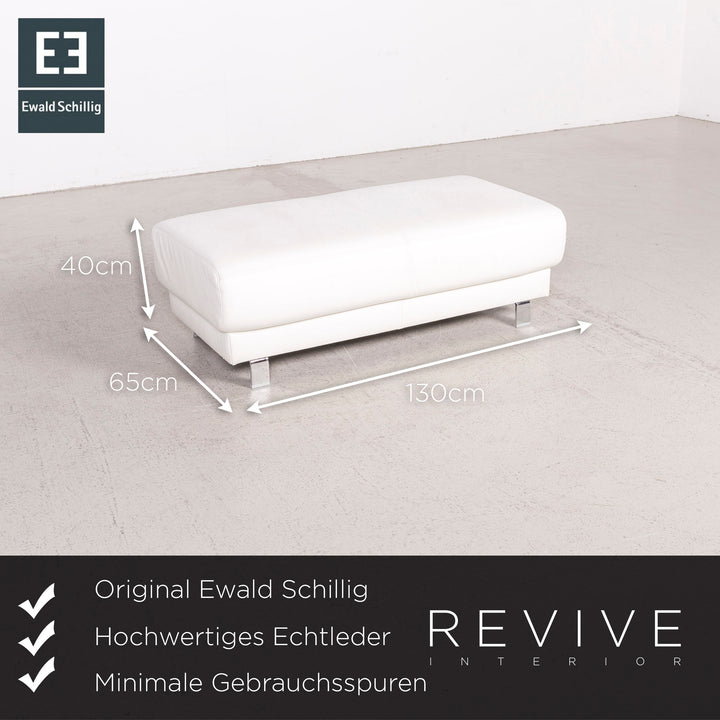 Tabouret design en cuir véritable blanc Ewald Schillig Brand Face, référence 8410