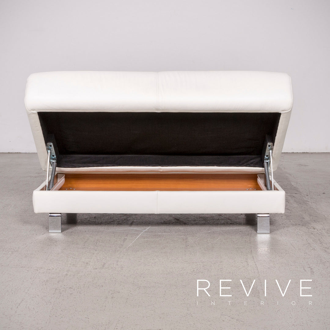 Tabouret design en cuir véritable blanc Ewald Schillig Brand Face, référence 8410