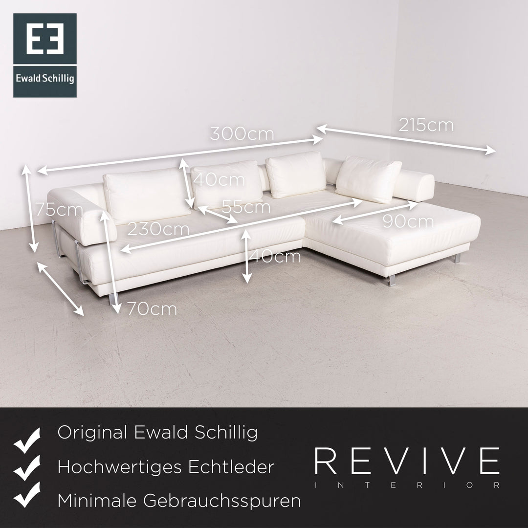 Ewald Schillig Brand Face Designer Leder Sofa Garnitur Weiß Ecksofa Hocker Echtleder Couch #8516