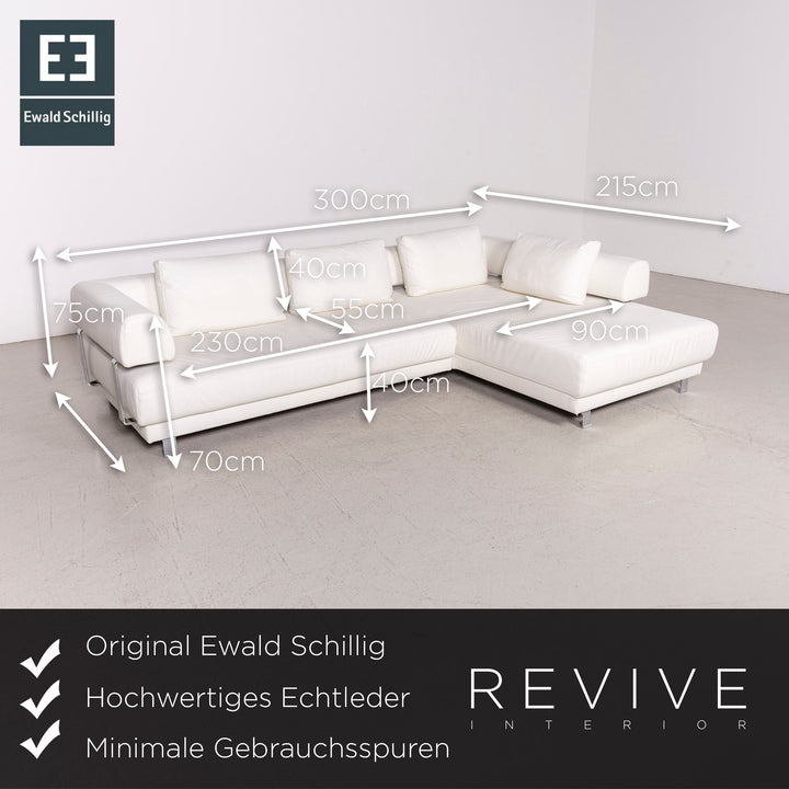 Ewald Schillig Brand Face Designer Leder Sofa Garnitur Weiß Ecksofa Hocker Echtleder Couch #8516