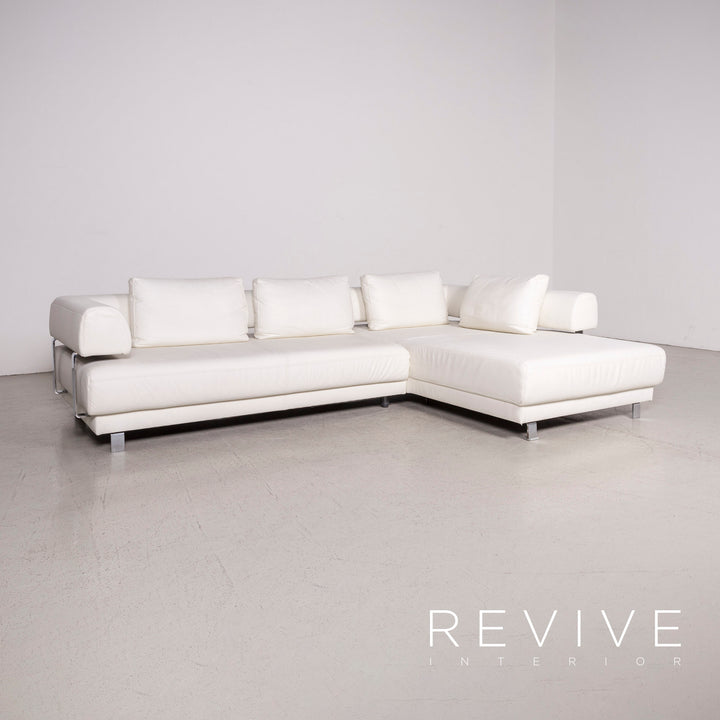 Ewald Schillig Brand Face Designer Leder Sofa Garnitur Weiß Ecksofa Hocker Echtleder Couch #8516