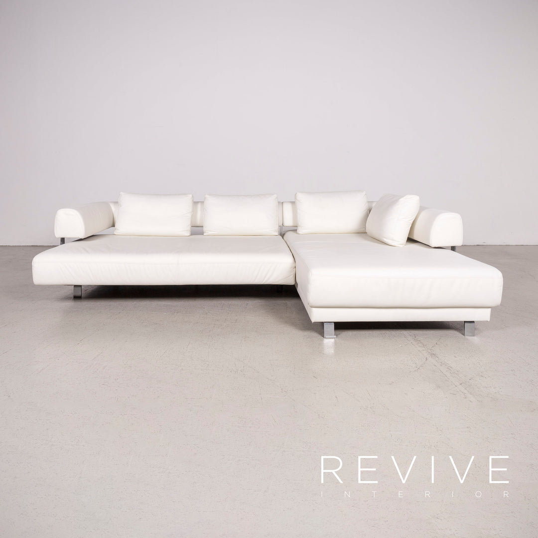 Ewald Schillig Brand Face Designer Leder Sofa Garnitur Weiß Ecksofa Hocker Echtleder Couch #8516