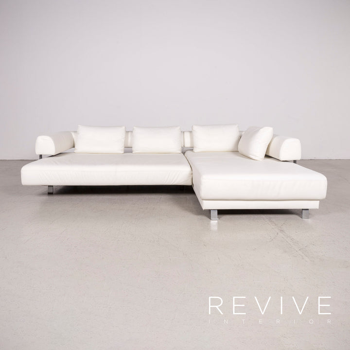 Ewald Schillig Brand Face Designer Leder Sofa Garnitur Weiß Ecksofa Hocker Echtleder Couch #8516