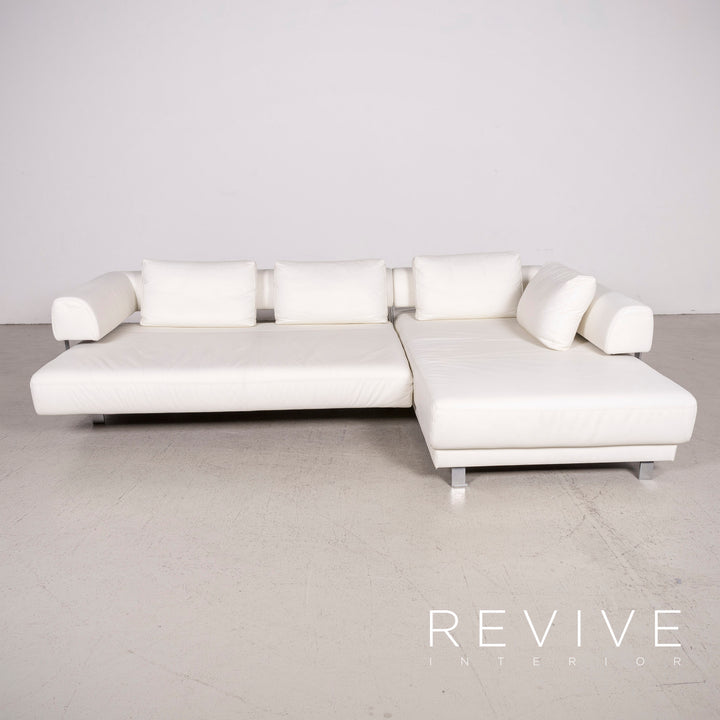 Ewald Schillig Brand Face Designer Leder Sofa Garnitur Weiß Ecksofa Hocker Echtleder Couch #8516
