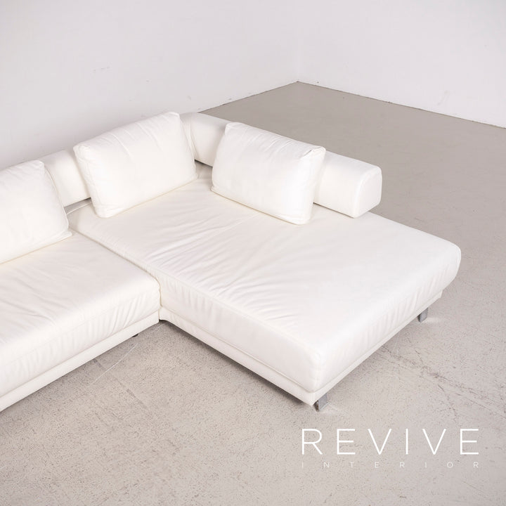 Ewald Schillig Brand Face Designer Leder Sofa Garnitur Weiß Ecksofa Hocker Echtleder Couch #8516