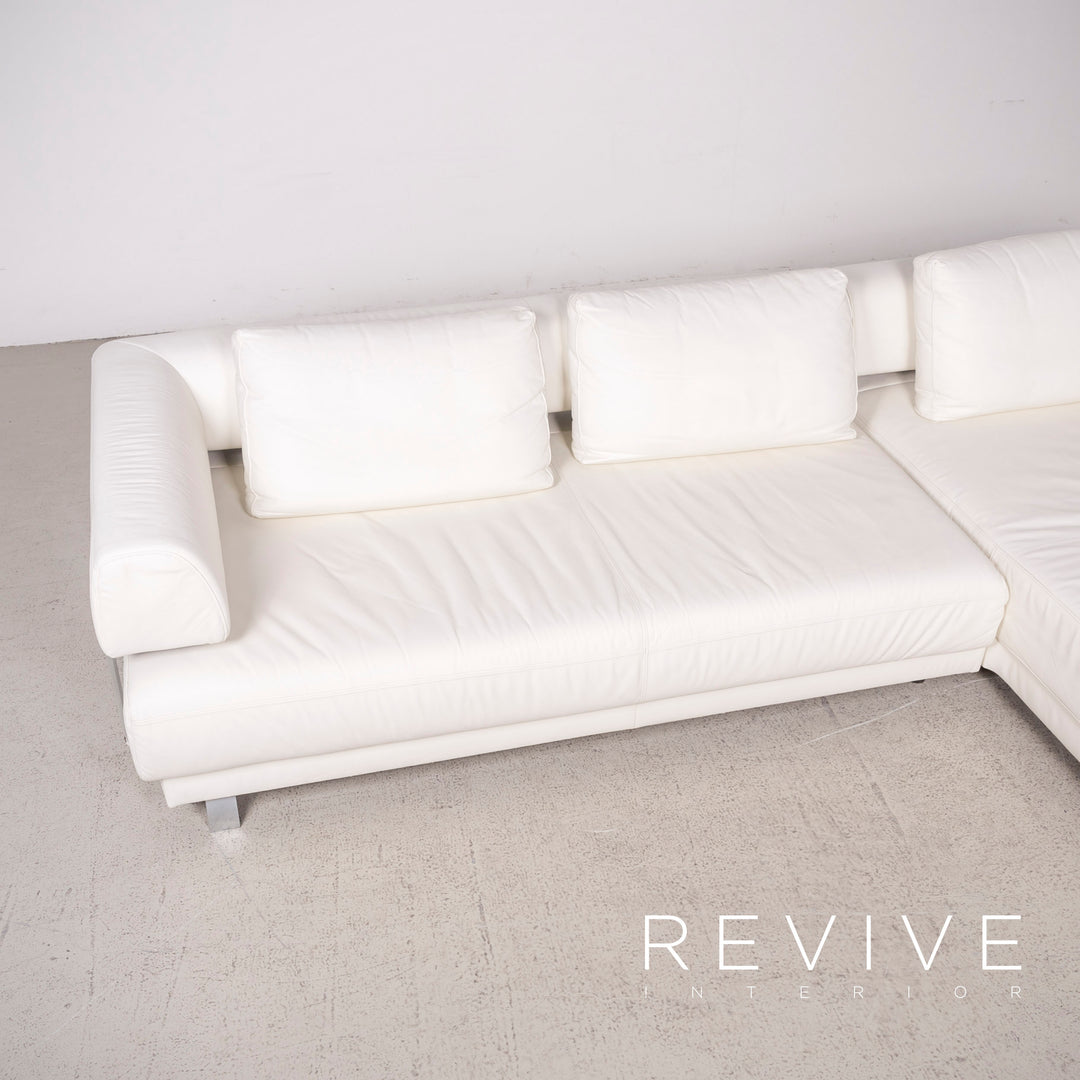 Ewald Schillig Brand Face Designer Leder Sofa Garnitur Weiß Ecksofa Hocker Echtleder Couch #8516