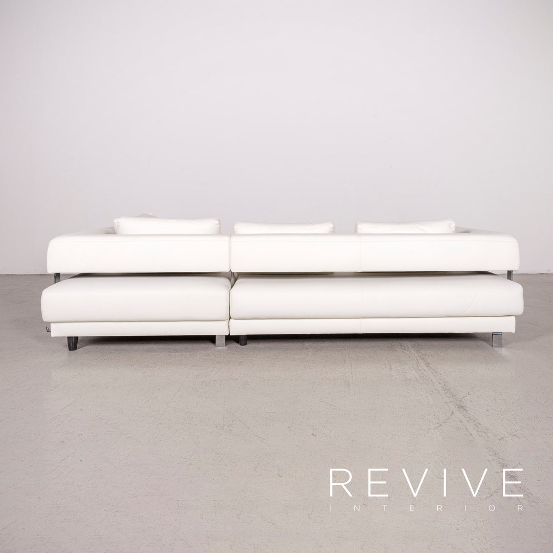 Ewald Schillig Brand Face Designer Leder Sofa Garnitur Weiß Ecksofa Hocker Echtleder Couch #8516