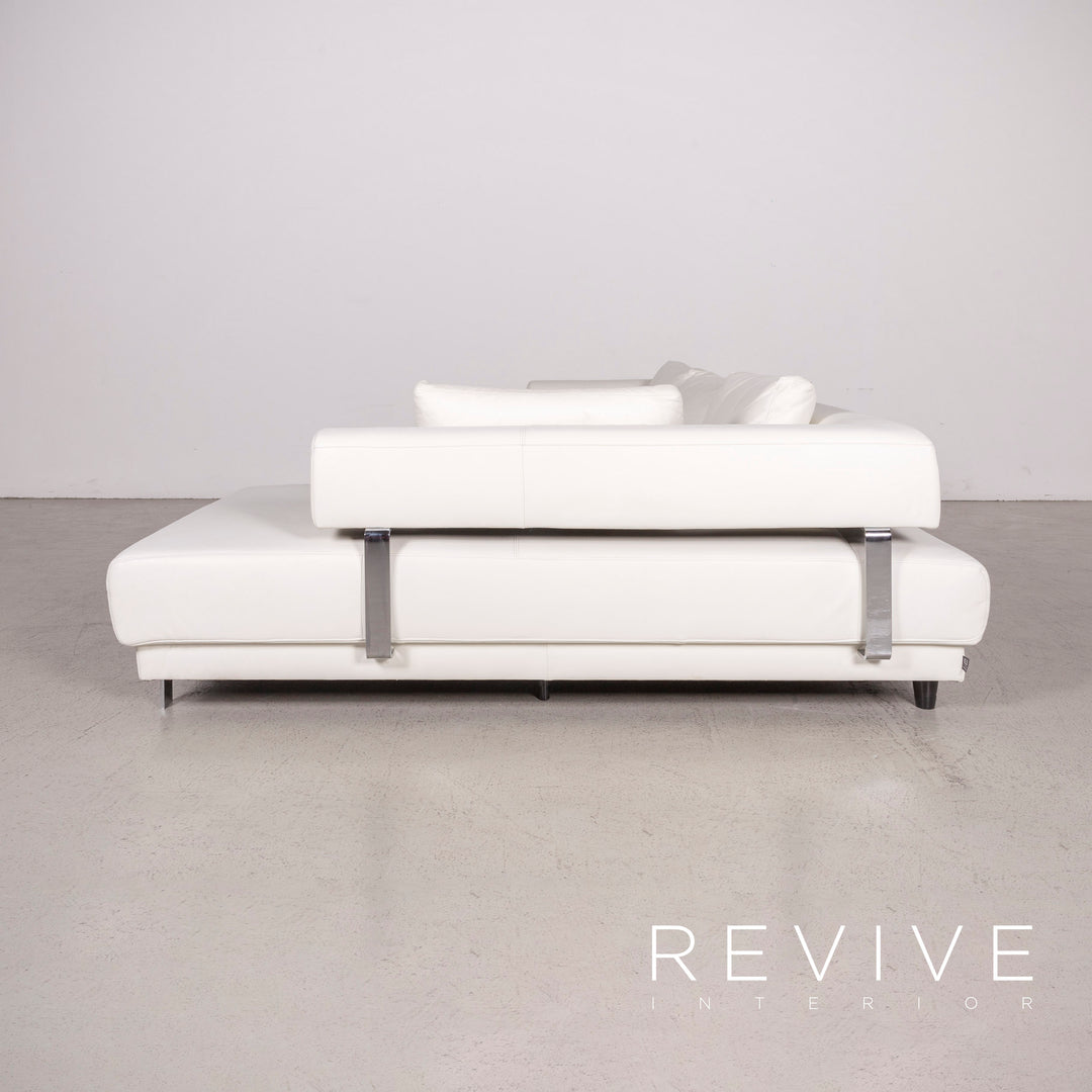 Ewald Schillig Brand Face Designer Leder Sofa Garnitur Weiß Ecksofa Hocker Echtleder Couch #8516