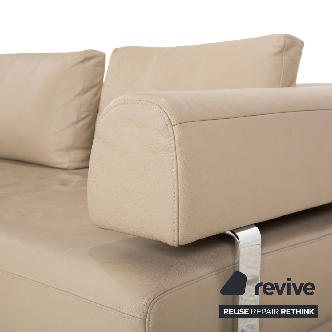 Ewald Schillig Brand Face Leder Ecksofa Beige Creme Sand Sofa Couch elektrische Funktion