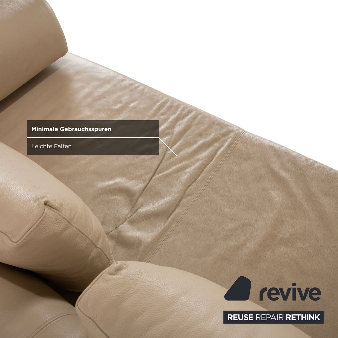 Ewald Schillig Brand Face Leder Ecksofa Beige Creme Sand Sofa Couch elektrische Funktion