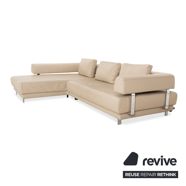 Ewald Schillig Brand Face Leder Ecksofa Beige Creme Sand Sofa Couch elektrische Funktion