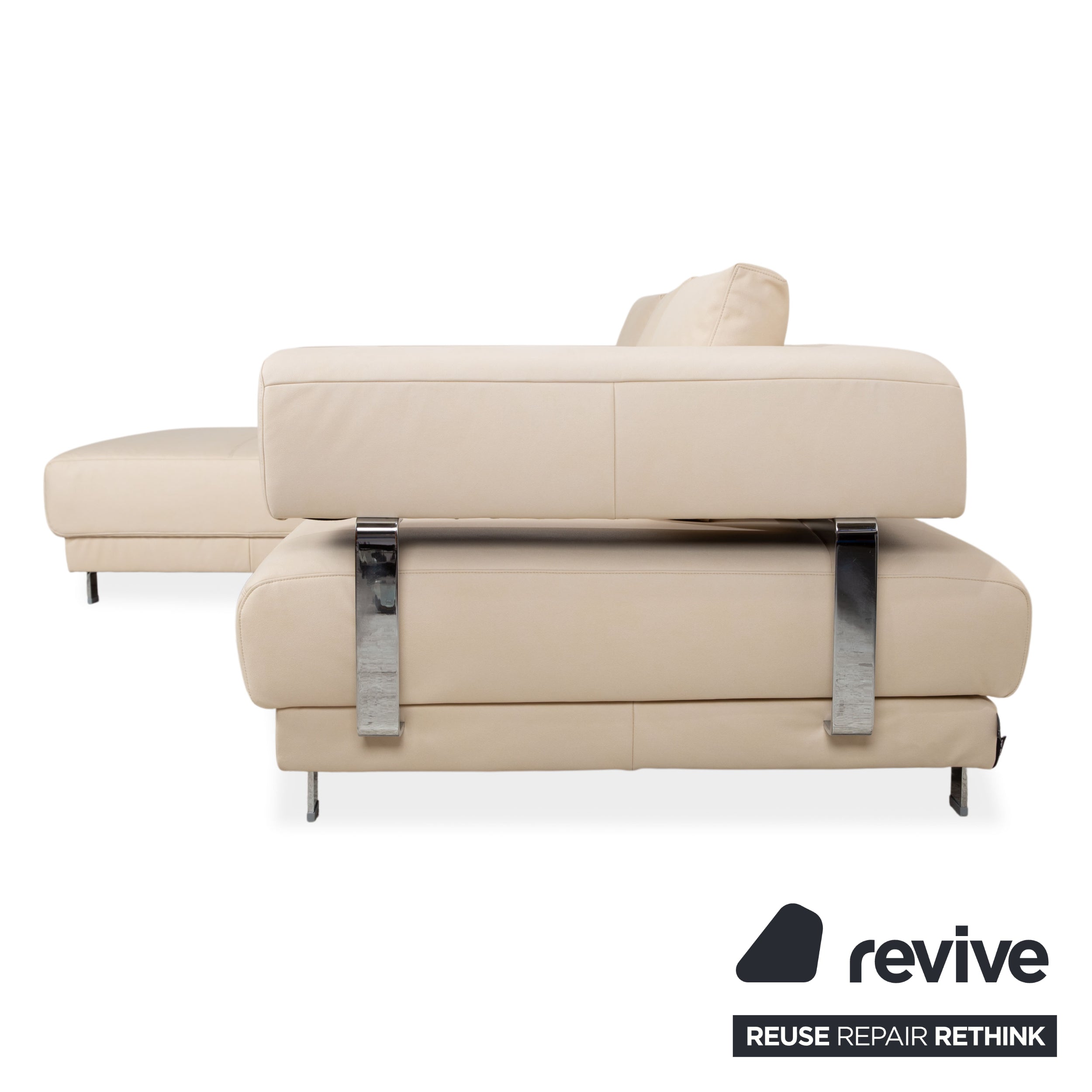 Ewald Schillig Brand Face Leder Ecksofa Beige	Récamiere Links Sofa Couch manuelle Funktion Neubezug