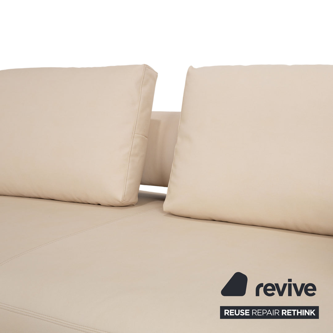 Ewald Schillig Brand Face Leather Corner Sofa Beige Recamiere Left Sofa Couch Manual Function Reupholstered