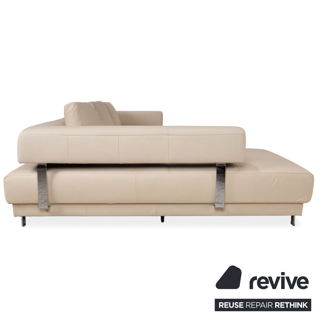 Ewald Schillig Brand Face Leather Corner Sofa Beige Recamiere Left Sofa Couch Manual Function Reupholstered