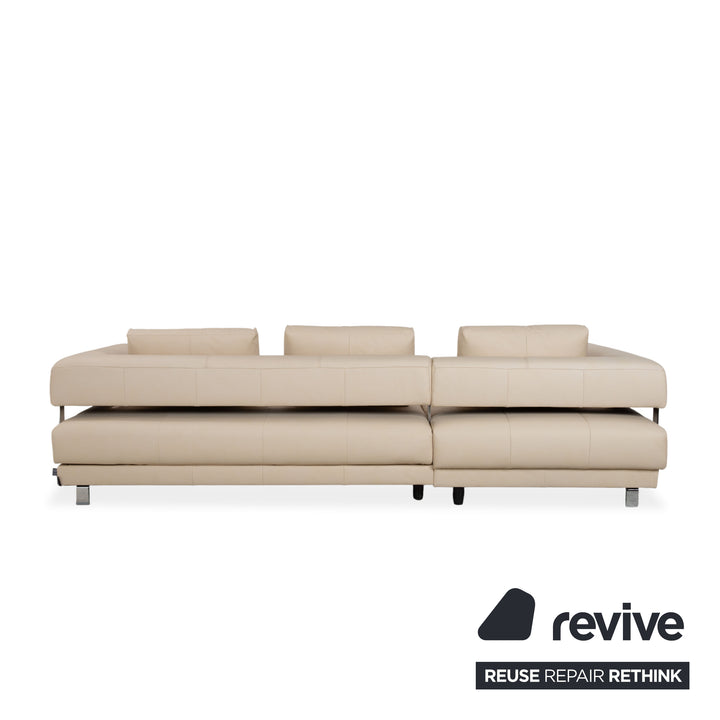 Ewald Schillig Brand Face Leather Corner Sofa Beige Recamiere Left Sofa Couch Manual Function Reupholstered