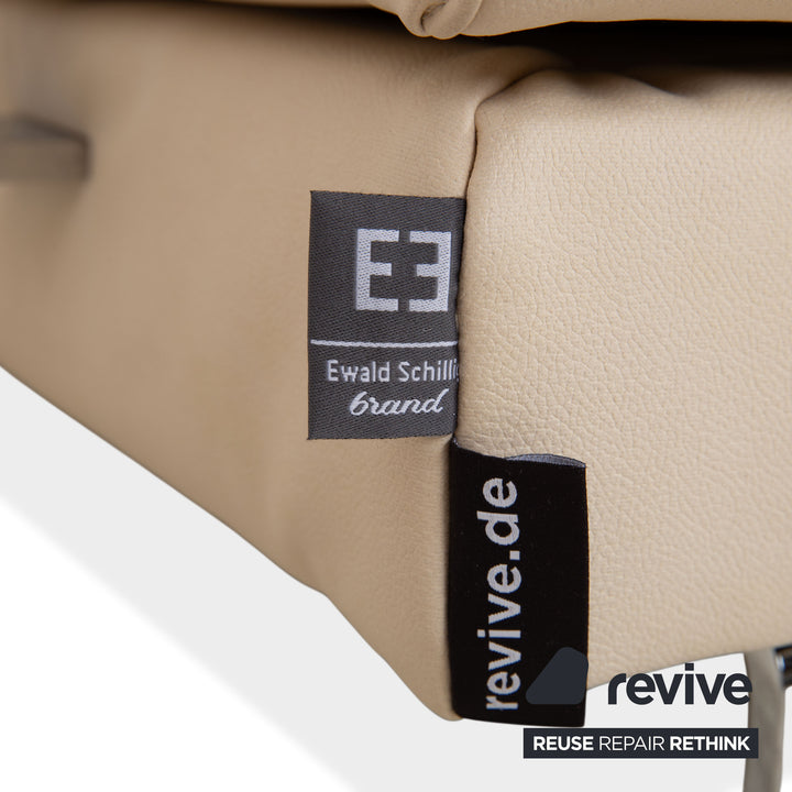Ewald Schillig Brand Face Leather Corner Sofa Beige Recamiere Left Sofa Couch Manual Function Reupholstered