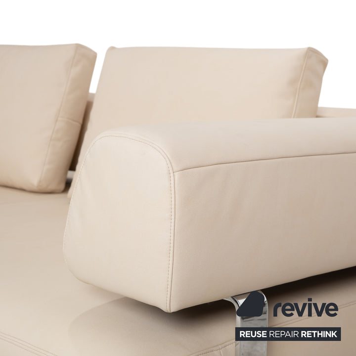 Ewald Schillig Brand Face Leather Corner Sofa Beige Recamiere Left Sofa Couch Manual Function Reupholstered