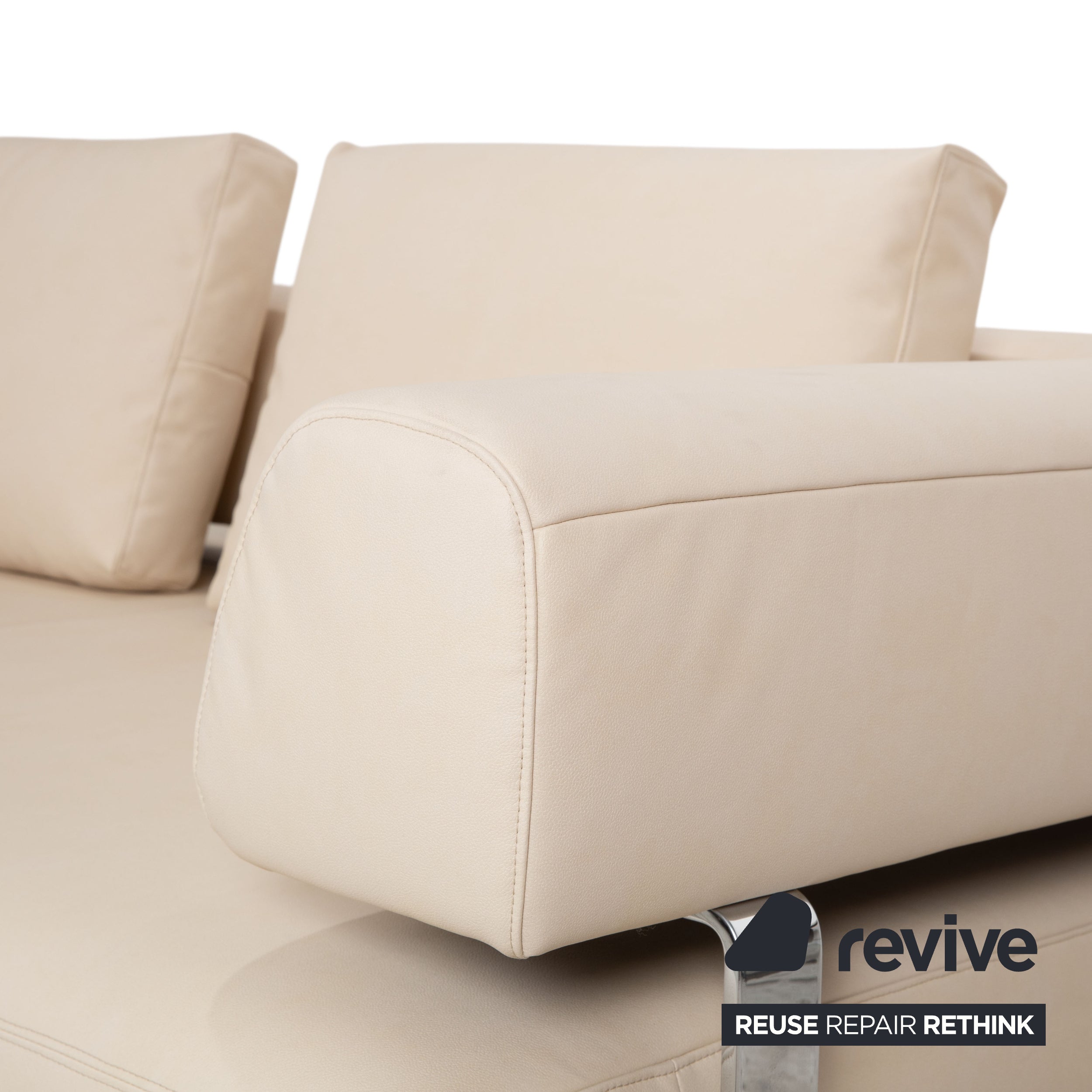 Ewald Schillig Brand Face Leder Ecksofa Beige	Récamiere Links Sofa Couch manuelle Funktion Neubezug
