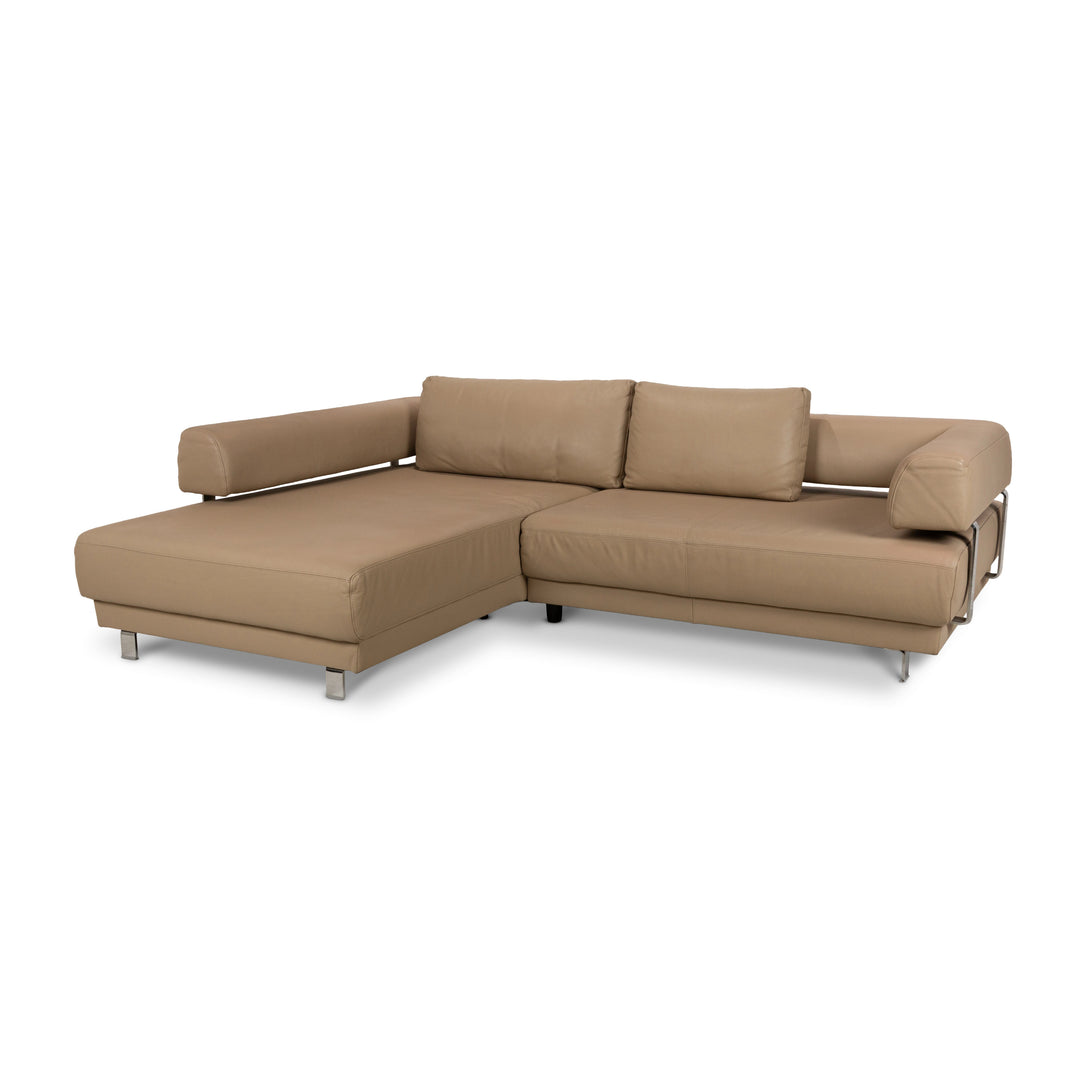 Ewald Schillig Brand Face Leather Corner Sofa Beige Recamiere Left Sofa Couch