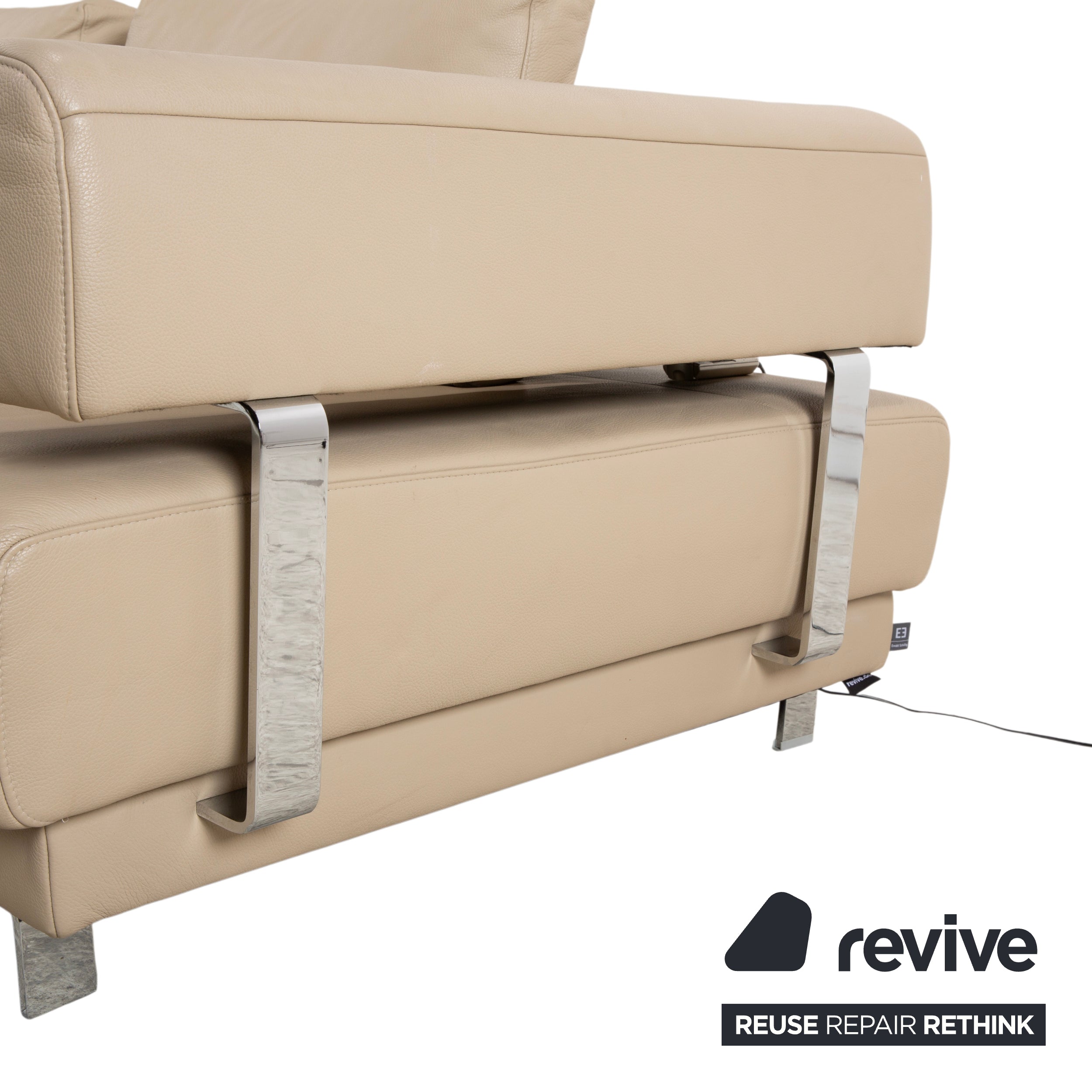 Ewald Schillig Brand Face Leder Ecksofa Beige Creme Sand Sofa Couch elektrische Funktion