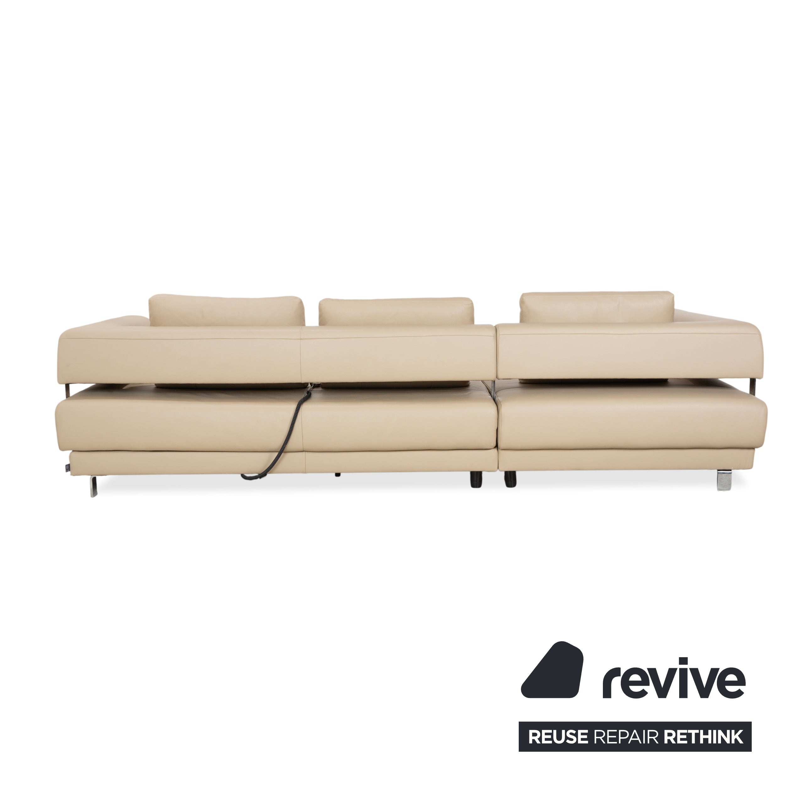 Ewald Schillig Brand Face Leder Ecksofa Beige Creme Sand Sofa Couch elektrische Funktion