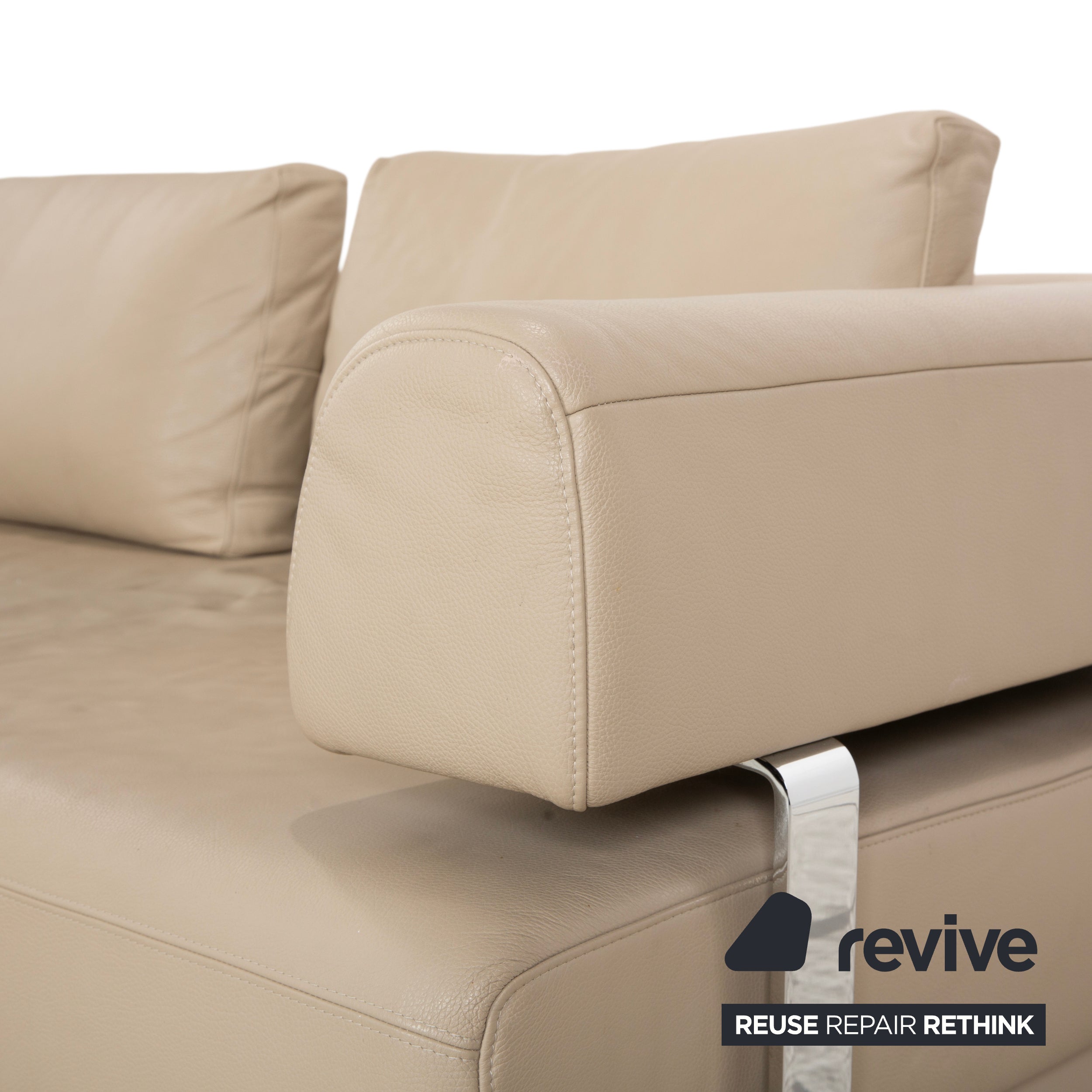 Ewald Schillig Brand Face Leder Ecksofa Beige Creme Sand Sofa Couch elektrische Funktion