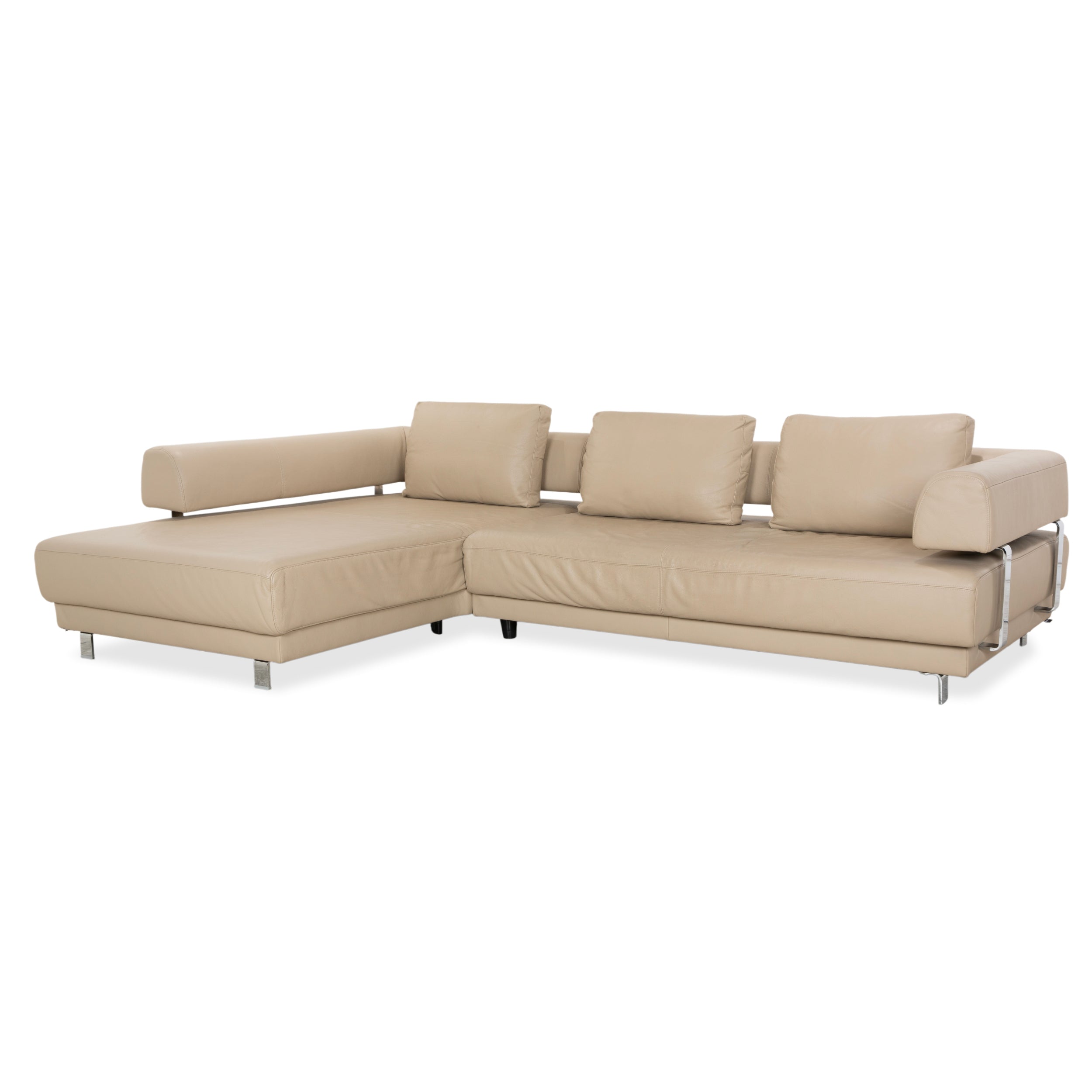 Ewald Schillig Brand Face Leder Ecksofa Beige Creme Sand Sofa Couch elektrische Funktion