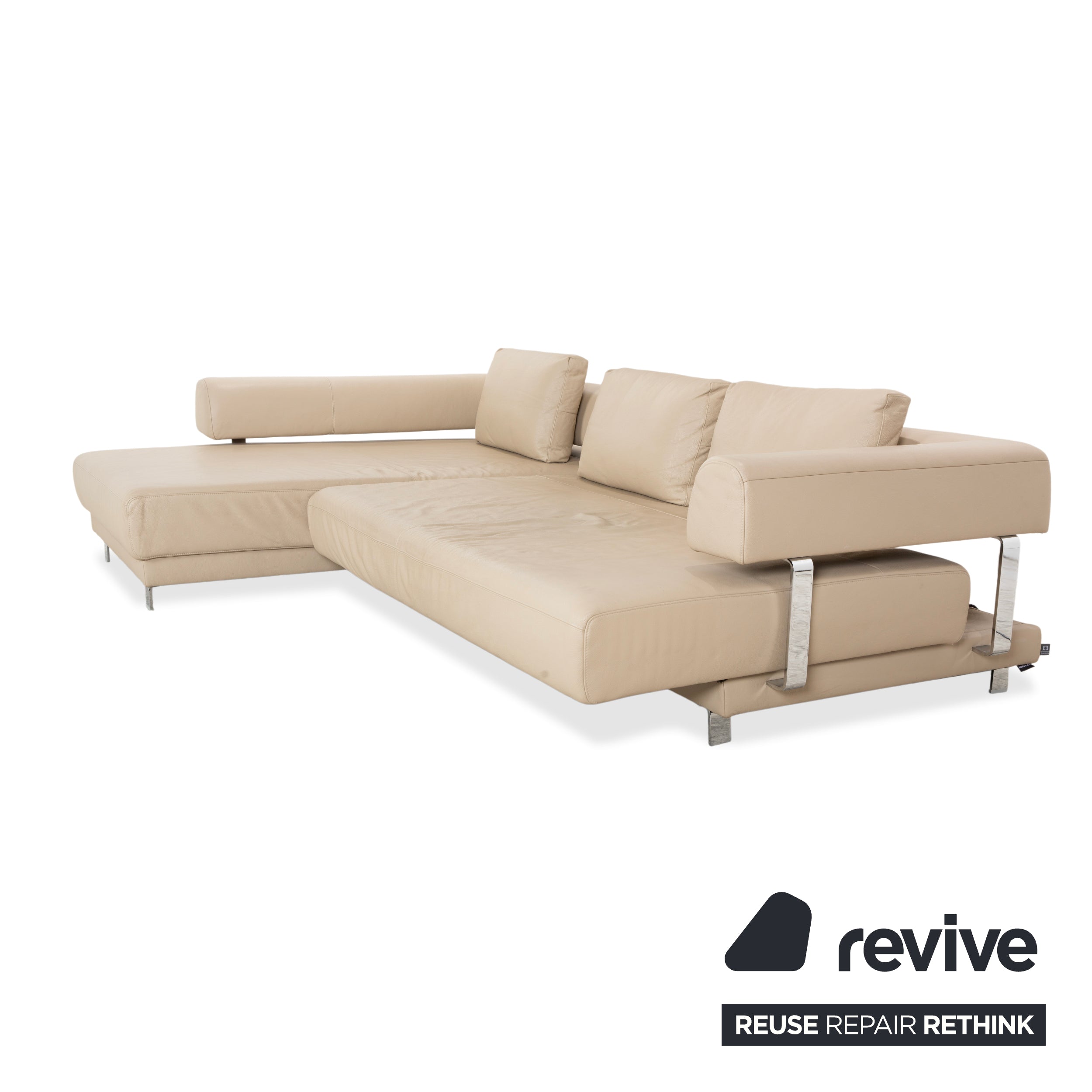 Ewald Schillig Brand Face Leder Ecksofa Beige Creme Sand Sofa Couch elektrische Funktion
