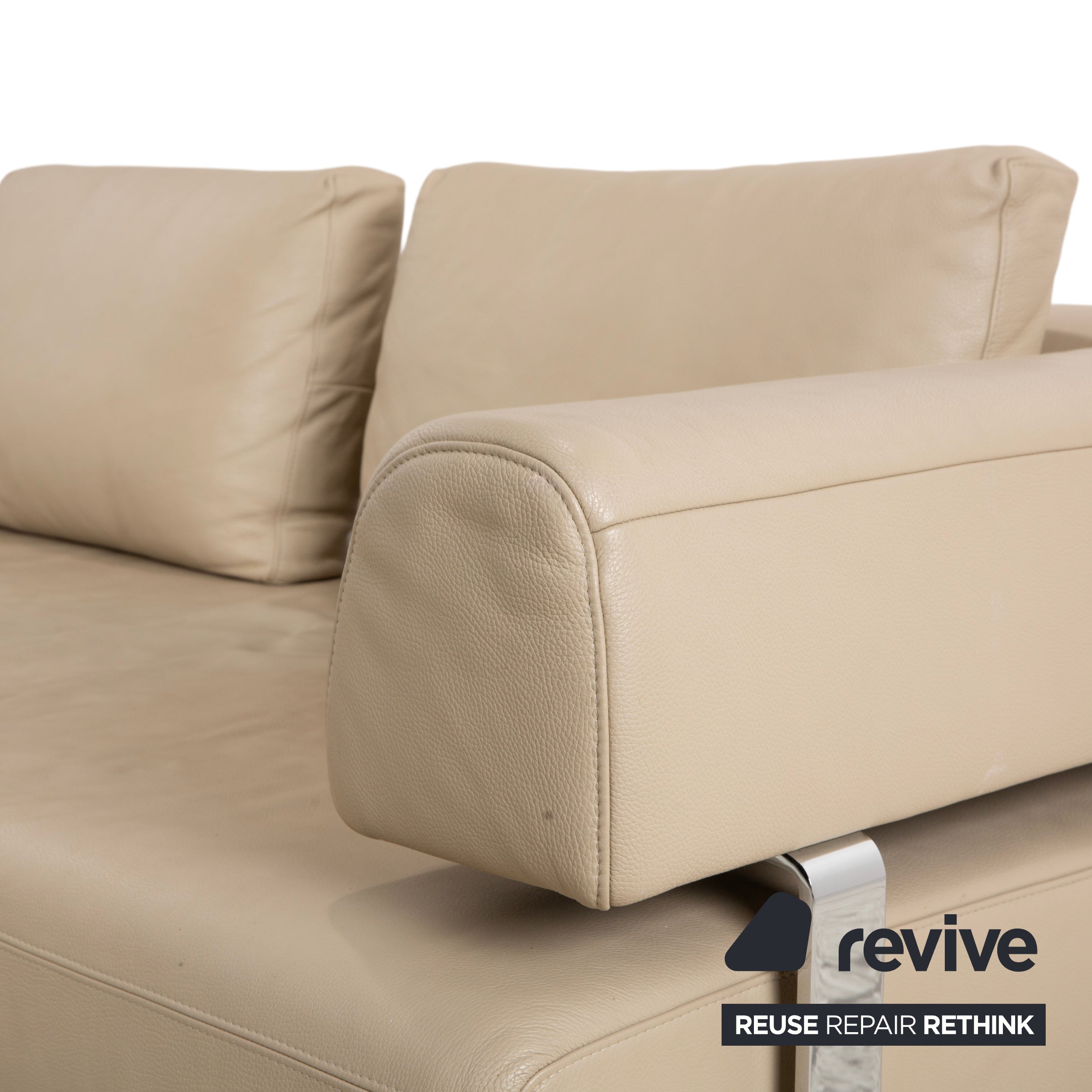 Ewald Schillig Brand Face Leder Ecksofa Beige Creme Sand Sofa Couch elektrische Funktion