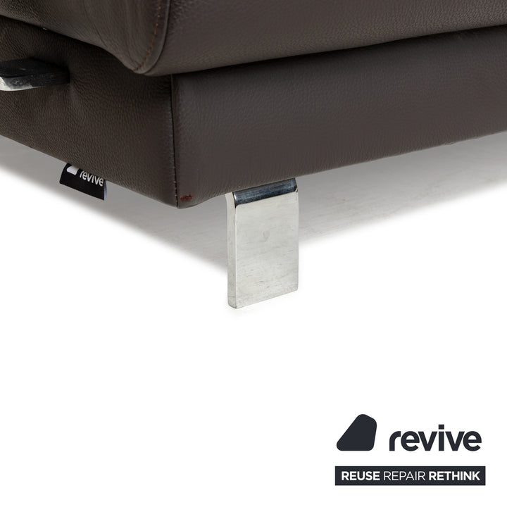 Ewald Schillig Brand Face Leder Ecksofa Braun Dunkelbraun Récamiere rechts manuelle Funktion Sofa Couch
