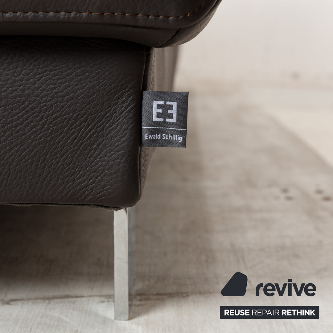 Ewald Schillig Brand Face Leder Ecksofa Braun Dunkelbraun Récamiere rechts manuelle Funktion Sofa Couch
