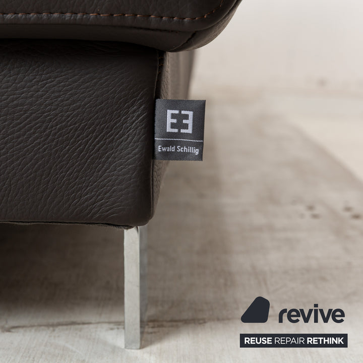 Ewald Schillig Brand Face Leder Ecksofa Braun Dunkelbraun Récamiere rechts manuelle Funktion Sofa Couch