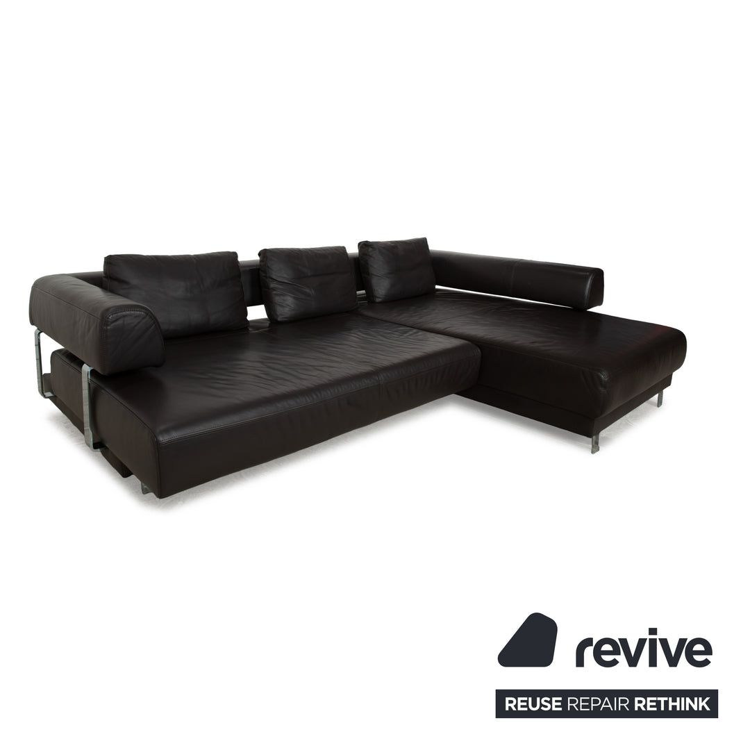 Ewald Schillig Brand Face Leder Ecksofa Braun Dunkelbraun Recamiere rechts manuelle Funktion Sofa Couch