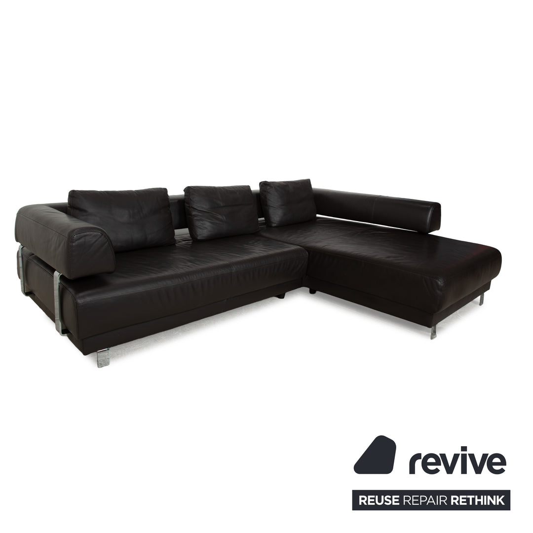 Ewald Schillig Brand Face Leder Ecksofa Braun Dunkelbraun Recamiere rechts manuelle Funktion Sofa Couch