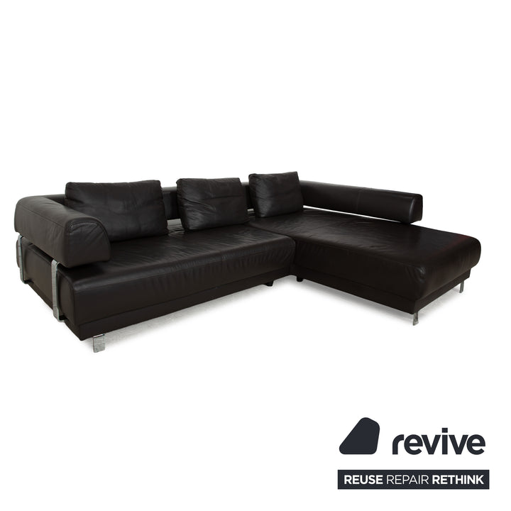 Ewald Schillig Brand Face Leder Ecksofa Braun Dunkelbraun Recamiere rechts manuelle Funktion Sofa Couch