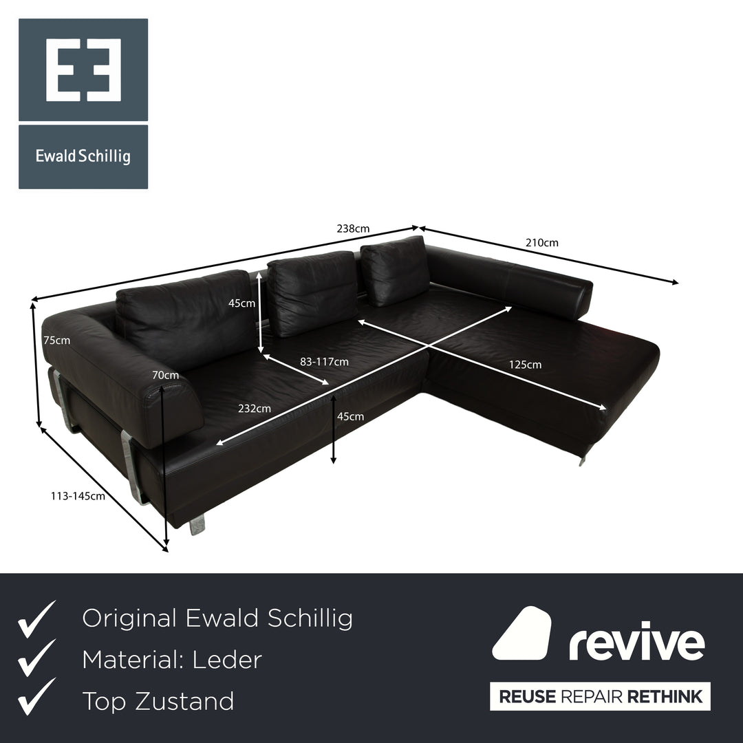 Ewald Schillig Brand Face Leder Ecksofa Braun Dunkelbraun Recamiere rechts manuelle Funktion Sofa Couch