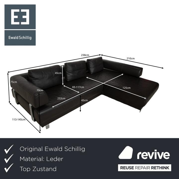 Ewald Schillig Brand Face Leder Ecksofa Braun Dunkelbraun Recamiere rechts manuelle Funktion Sofa Couch