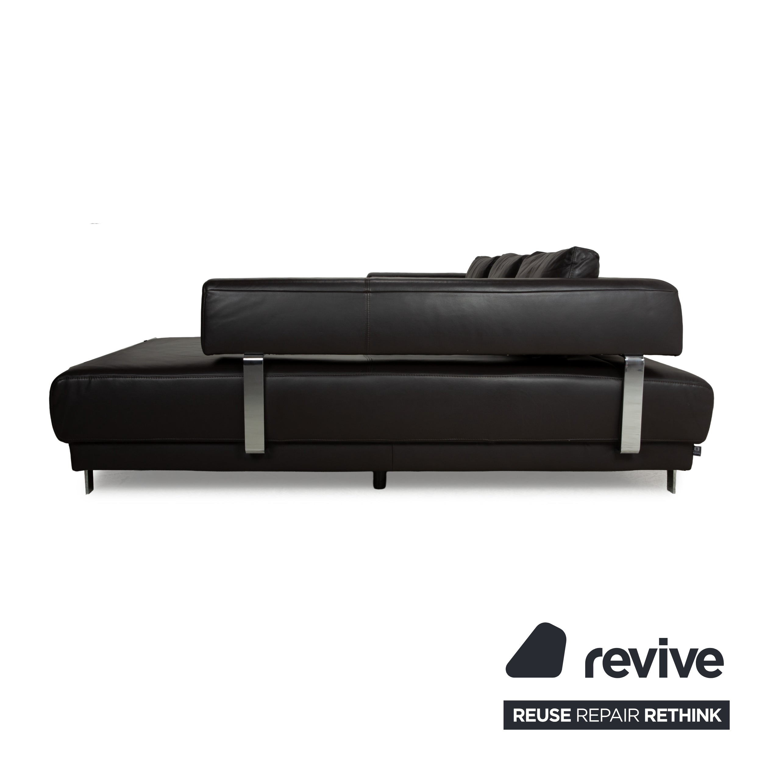 Ewald Schillig Brand Face Leather Corner Sofa Brown Dark Brown Recamiere Right Manual Function Sofa Couch