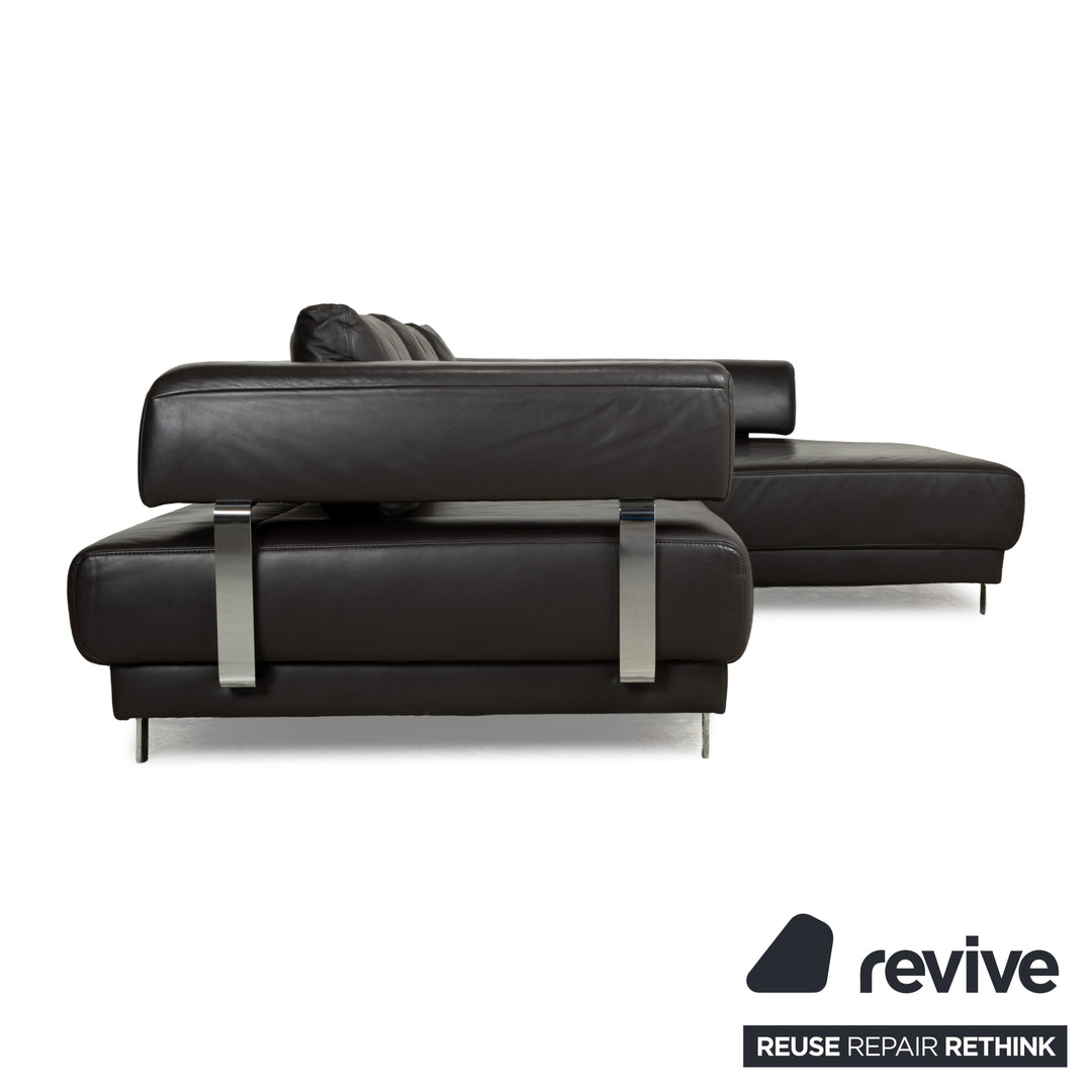 Ewald Schillig Brand Face Leder Ecksofa Braun Dunkelbraun Recamiere rechts manuelle Funktion Sofa Couch
