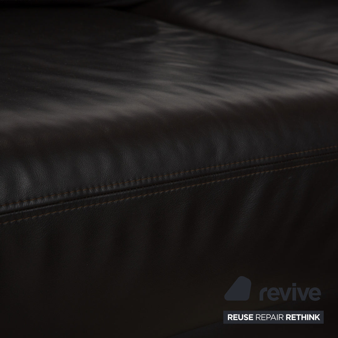 Ewald Schillig Brand Face Leder Ecksofa Braun Dunkelbraun Recamiere rechts manuelle Funktion Sofa Couch
