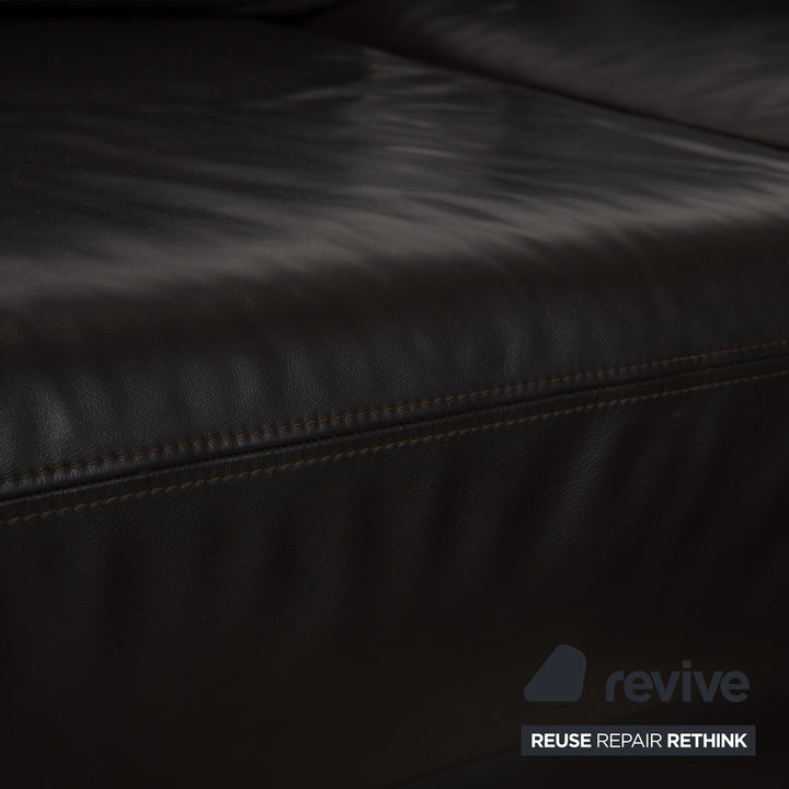 Ewald Schillig Brand Face Leder Ecksofa Braun Dunkelbraun Recamiere rechts manuelle Funktion Sofa Couch